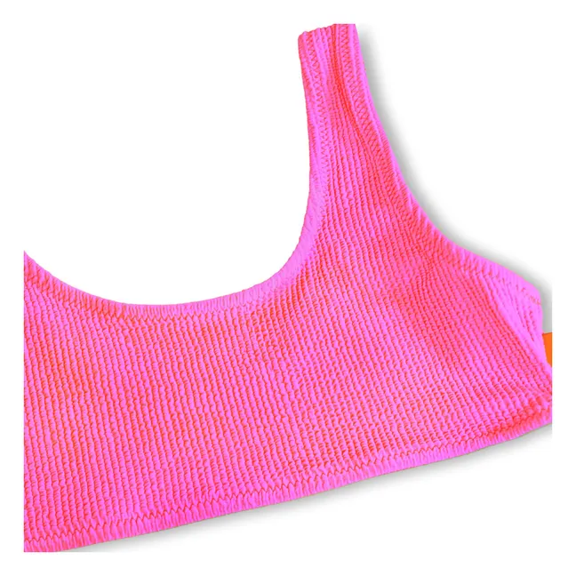Nola - Costume da bagno a coste in crepe e fibre riciclate | Fuscia