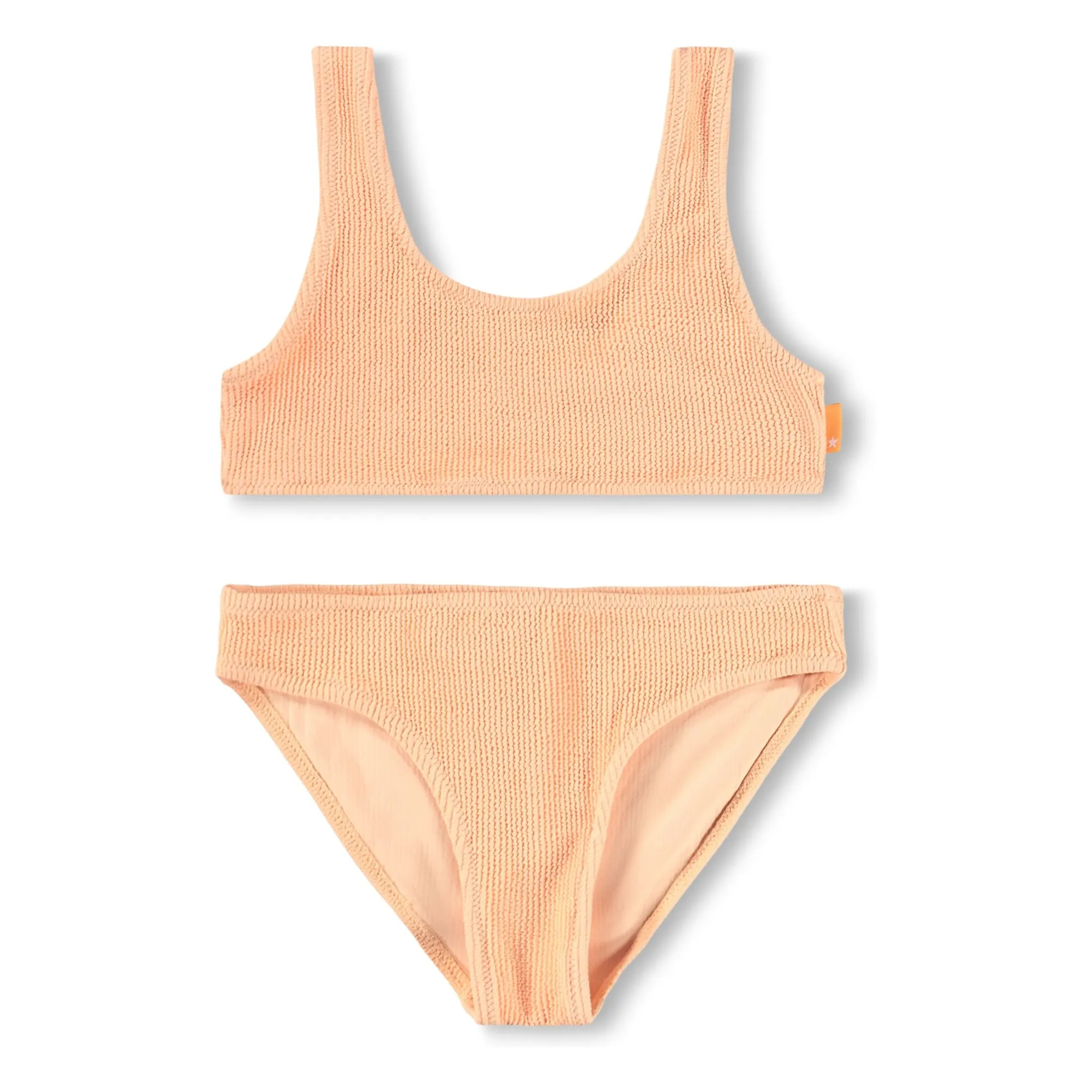 Molo Orange Ribbed Swimsuit Nola Crepe Recycled Fibers