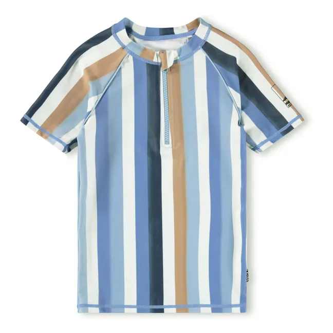 Camiseta de rayas Noble SS con protección UV Fibras recicladas | Azul