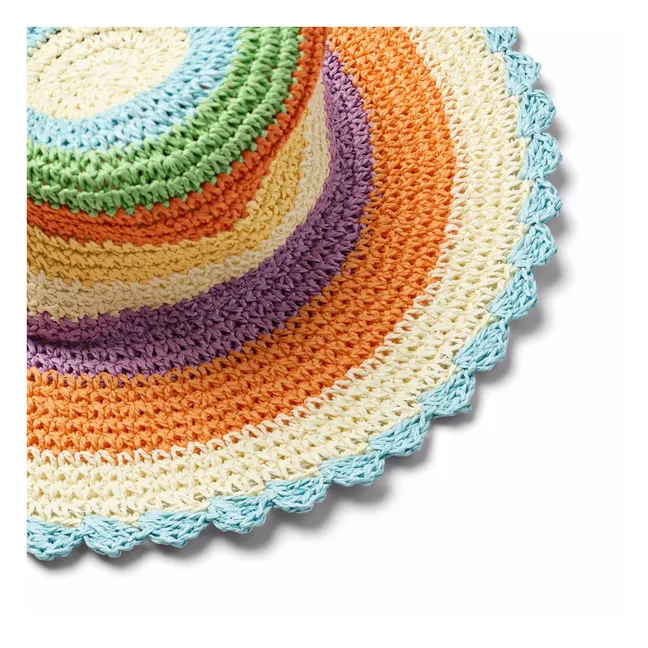Chapeau Scallop Rayé Paille de Papier | Orange