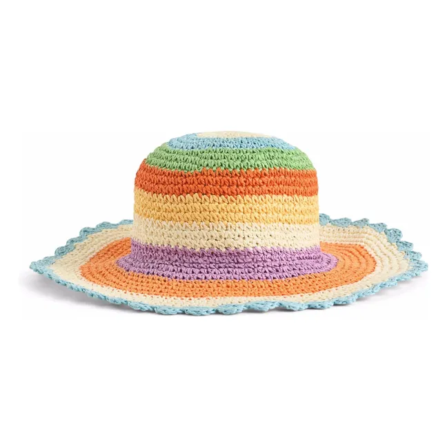 Scallop Stripe Paper Straw Hat | Orange