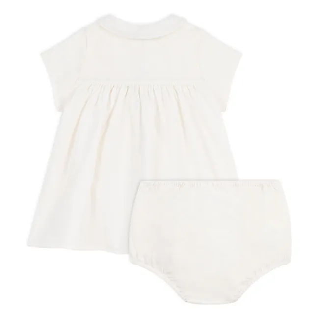 Conjunto de vestido y bloomer de lino y algodón orgánico | Blanco