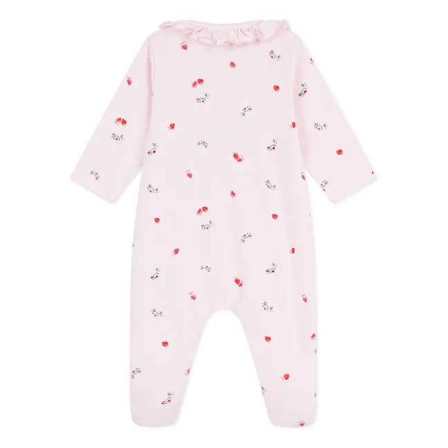 Pyjama Dors Bien Col Fleuri Coton Bio | Rose