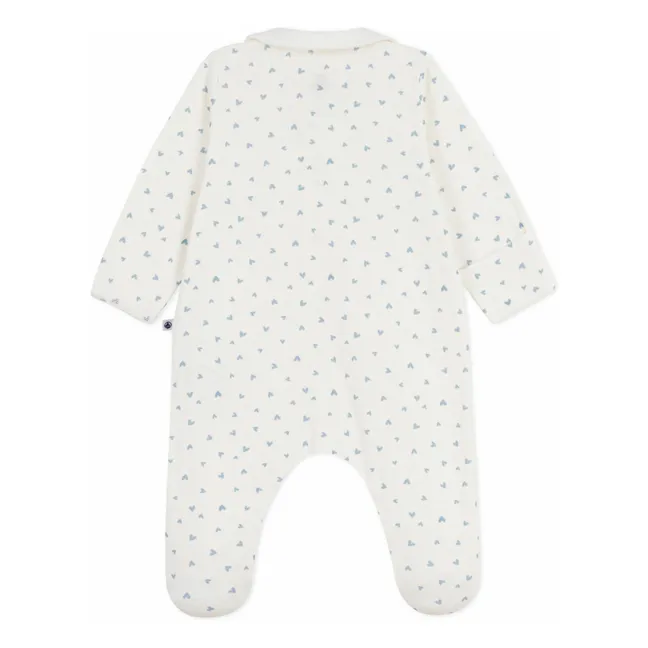 Pijama de terciopelo bio Dors Bien Cœurs | Blanco