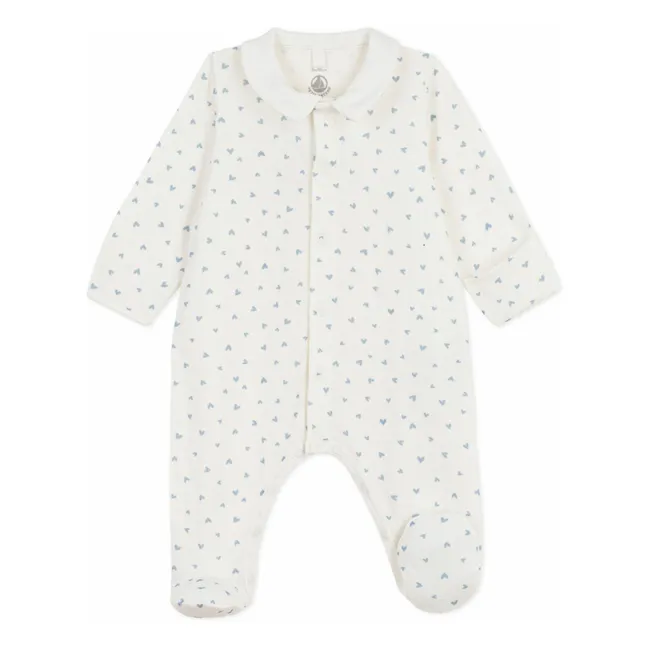 Pijama de terciopelo bio Dors Bien Cœurs | Blanco