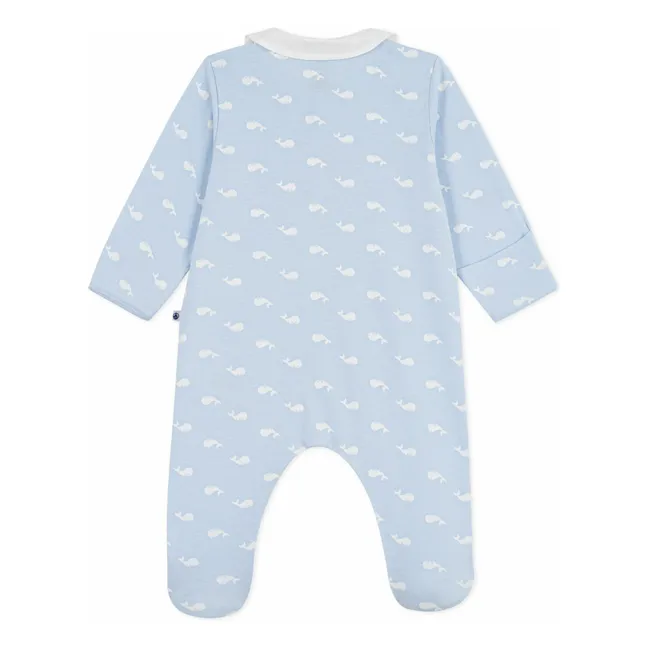 Dors Bien Baleines Organic Cotton Pyjamas | Light Blue
