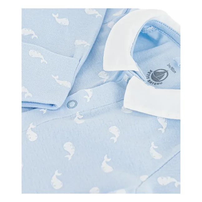 Dors Bien Baleines Organic Cotton Pyjamas | Light Blue