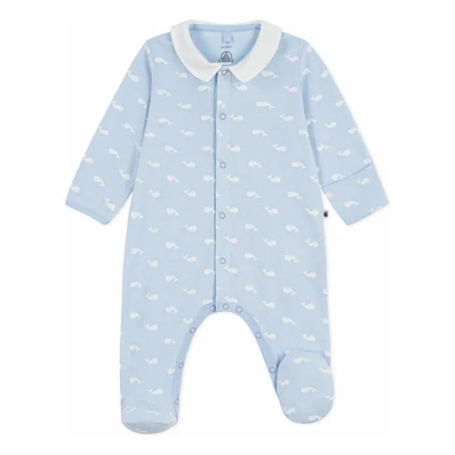 Dors Bien Baleines Organic Cotton Pyjamas | Light Blue