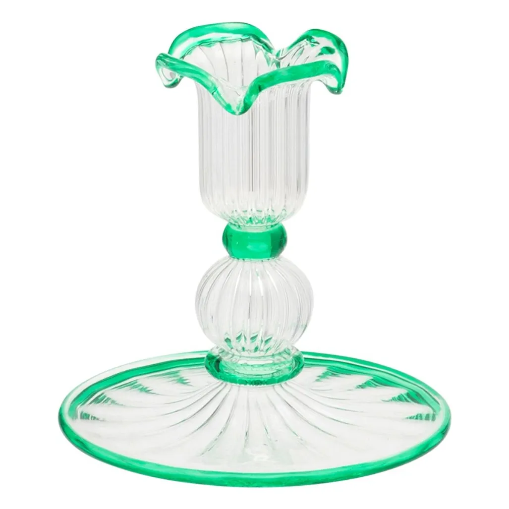 Anna + Nina Green Jane Glass Candlestick
