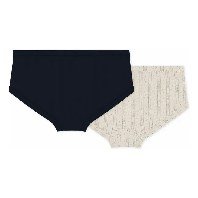 Lote de 2 bragas caladas de talle alto | Crudo