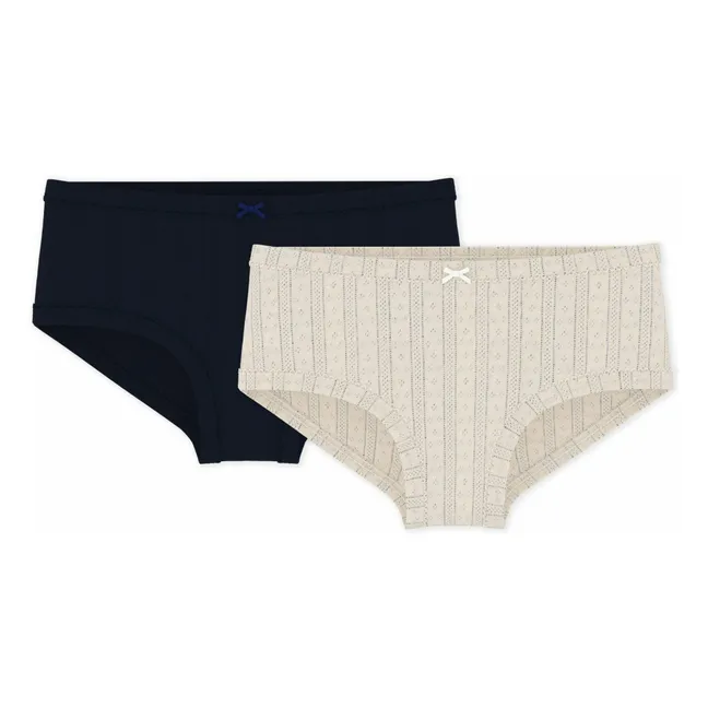 Lot 2 Culottes Taille Haute Ajourées | Ecru