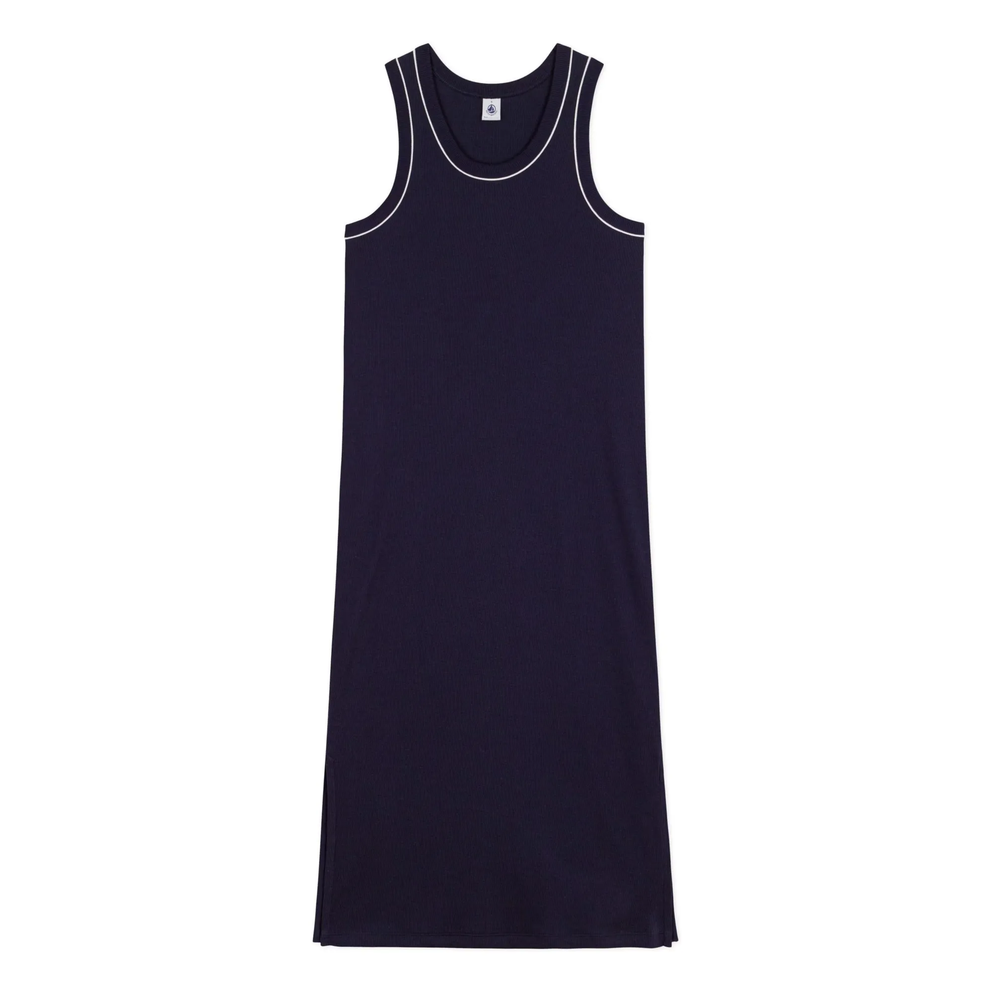 Petit Bateau Women's Navy Blue Plain Ribbed Tank Dress