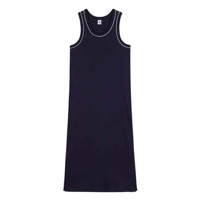 Robe Débardeur Côtelée Unie | Bleu marine