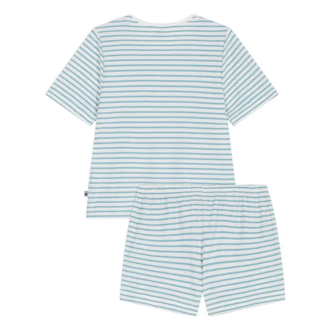 Pyjama Short Rayé Eponge | Turquoise