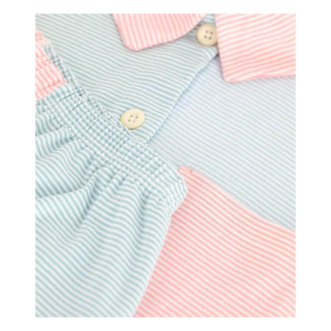 Pyjama Short Colorblock Rayé | Vert