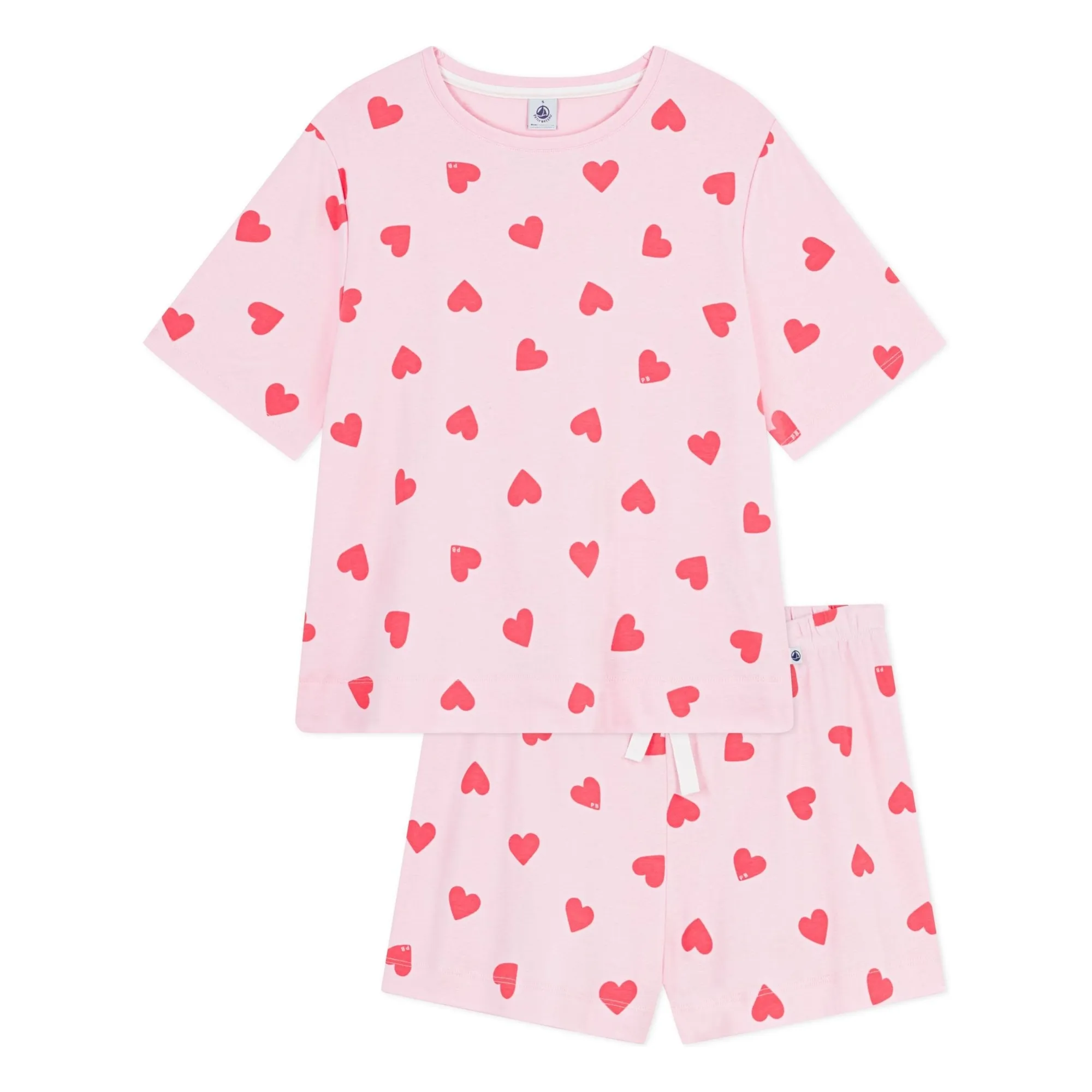 Petit Bateau Women's Pink Pyjama Short Hearts