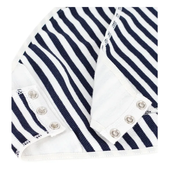 Body Côtelé Rayé Coton Bio | Bleu marine