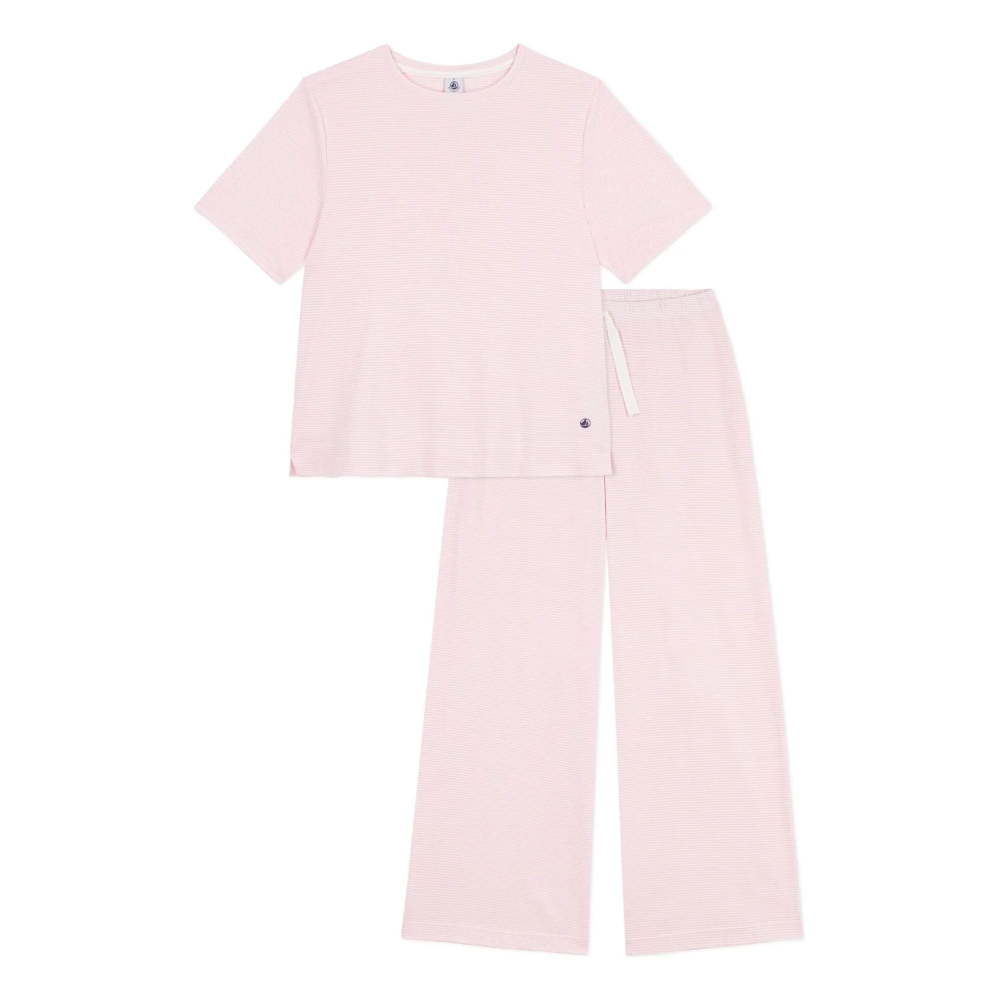 Petit Bateau Women's Pink Striped Organic Cotton Pyjamas