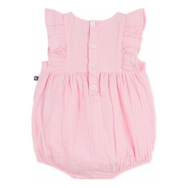 Barboteuse Unie Gaze de Coton Bio | Rose