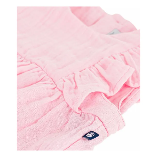 Pelele liso de gasa de algodón orgánico | Rosa