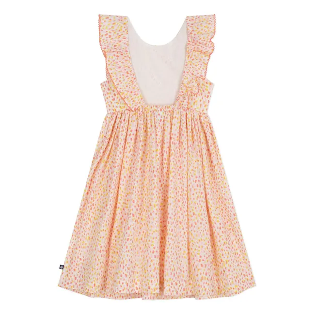 Vestido de lunares de popelina de algodón orgánico | Coral