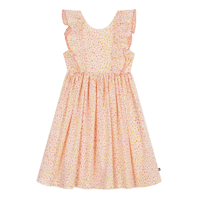 Organic Cotton Poplin Spot Dress | Coral