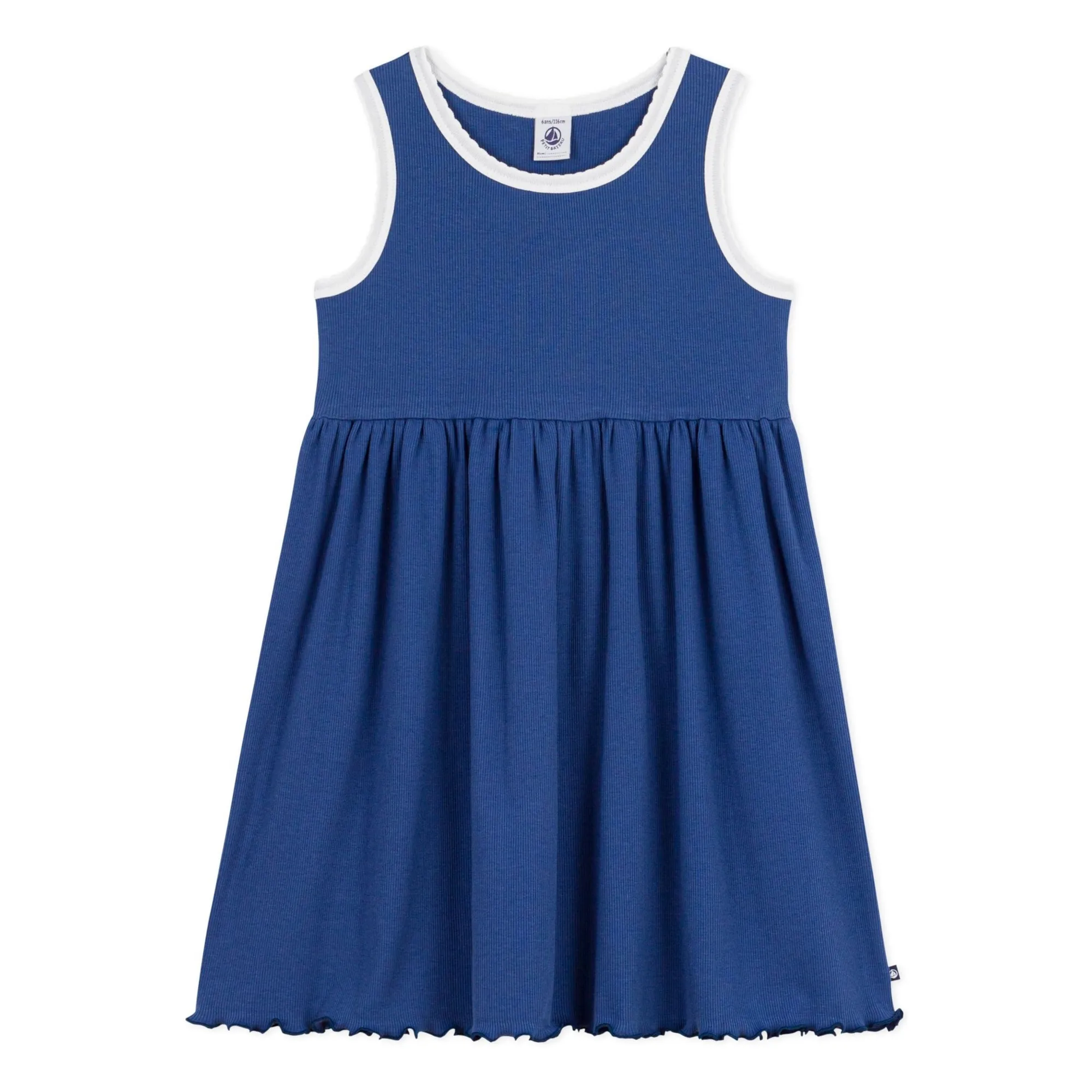 Petit Bateau Girls Dark Blue Ribbed Dress