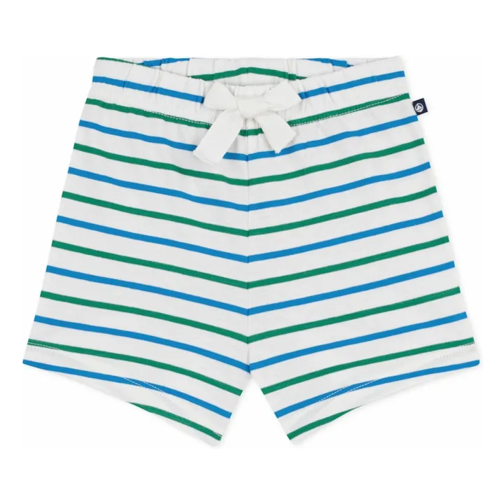 Pantalón corto polar a rayas | Blanco- Imagen del producto n°0