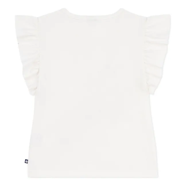 Camiseta Flower Ruffle de algodón orgánico | Blanco