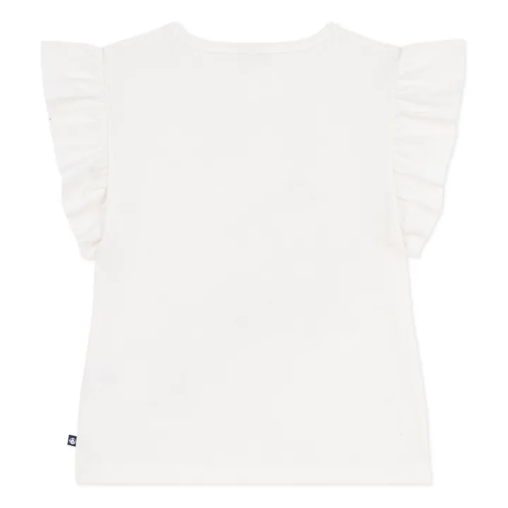 Organic cotton flower ruffle T-shirt | White- Product image n°2