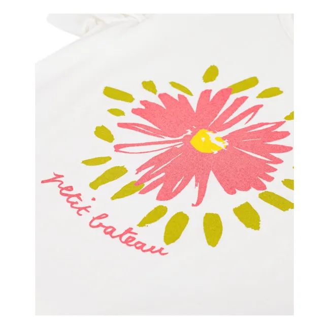 T-shirt Volants Fleur Coton Bio | Blanc