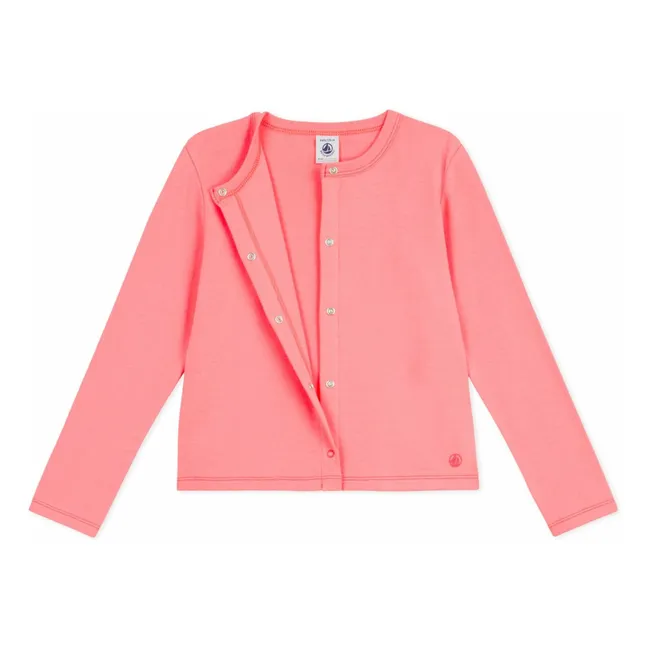 Cardigan Uni Coton Bio | Corail