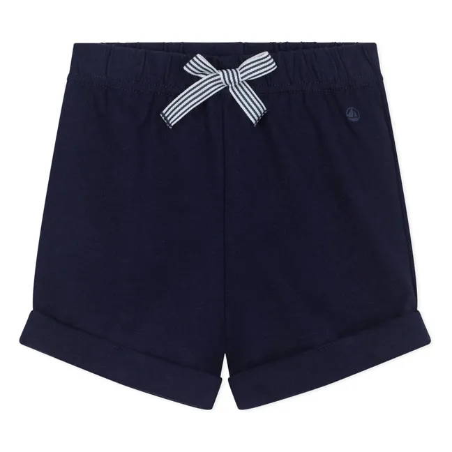 Organic cotton fleece shorts | Midnight blue