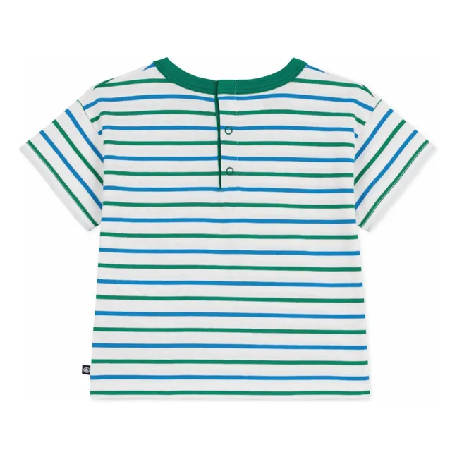 T-shirt Rayé Ecusson | Blanc