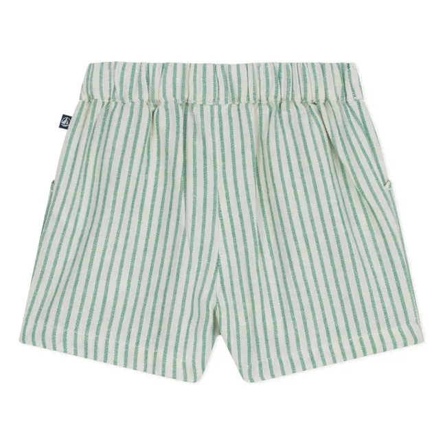 Pantalones cortos de lino a rayas | Verde