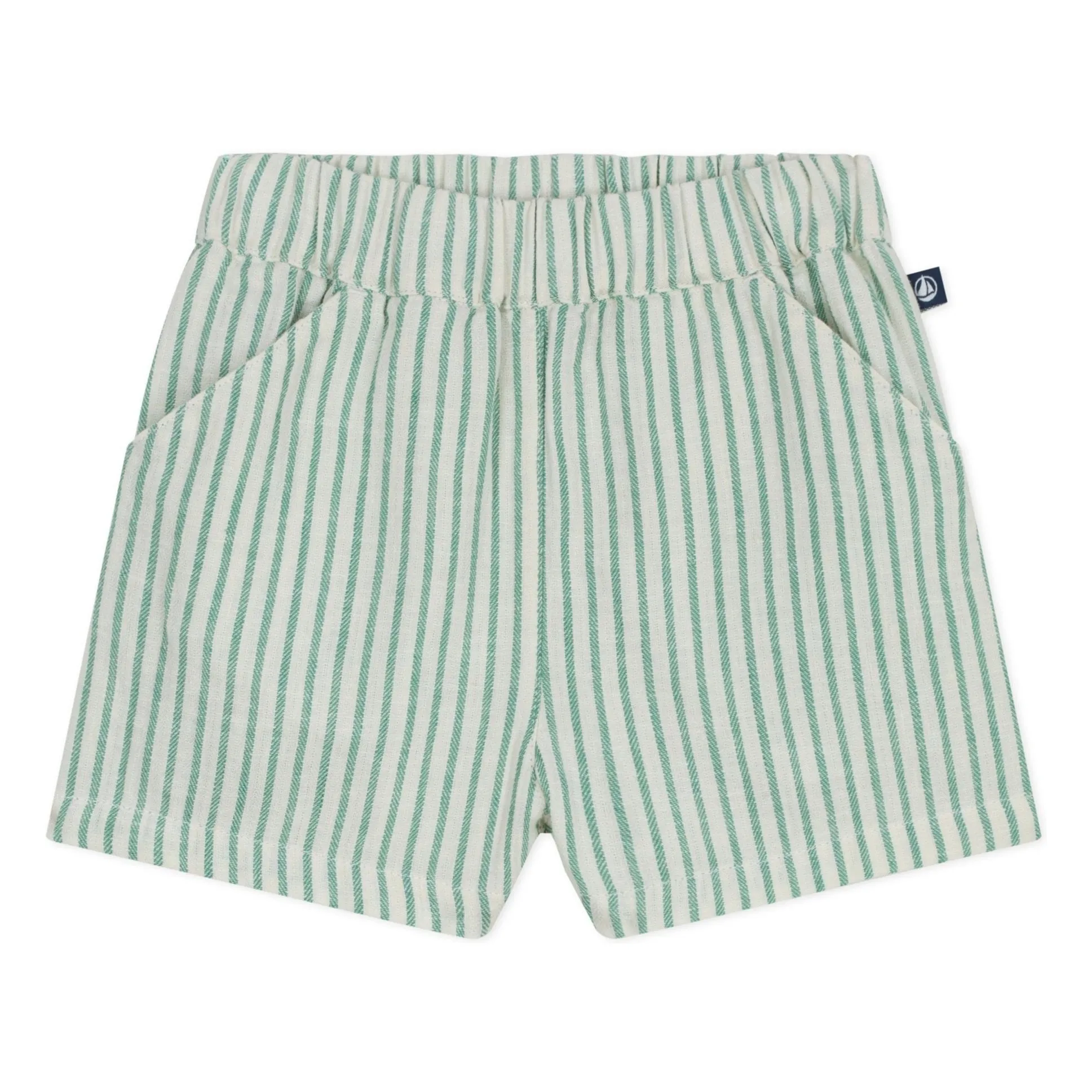 Short Rayé Lin | Vert- Image produit n°0
