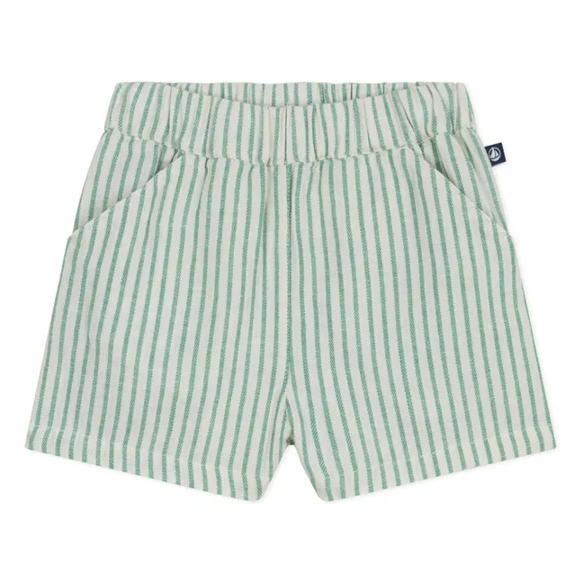 Pantalones cortos de lino a rayas | Verde
