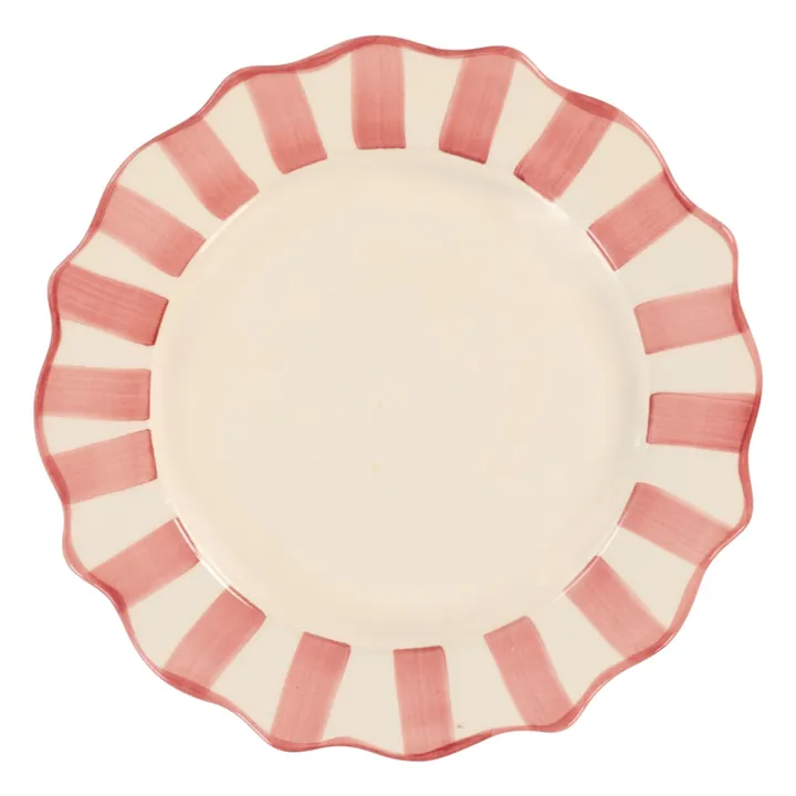 Striped plate - 27cm | Pink- Product image n°0