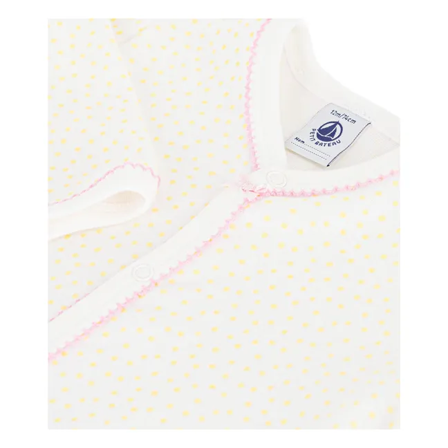 Pyjama Dors Bien à Pois Coton Bio | Blanc