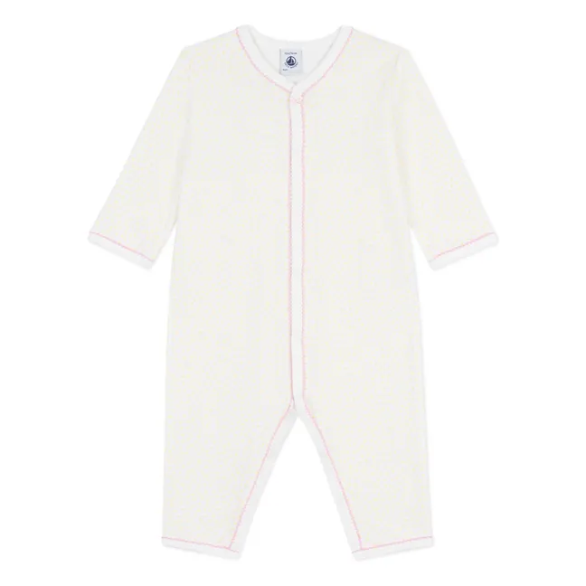 Pyjama Dors Bien à Pois Coton Bio | Blanc