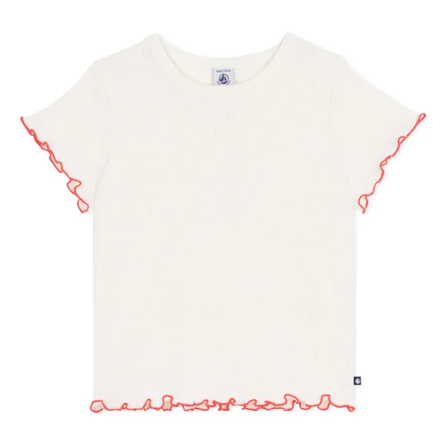 Camiseta de corazones con volantes | Crudo