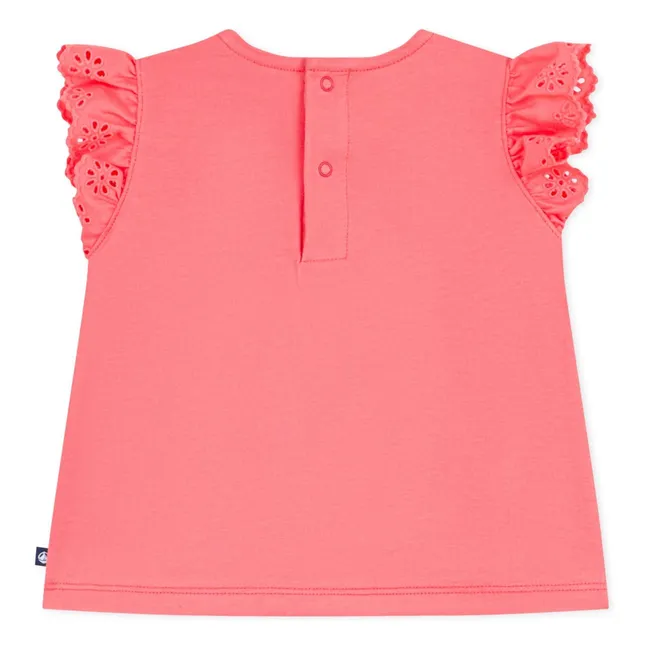 T-shirt Broderie Anglaise | Corail