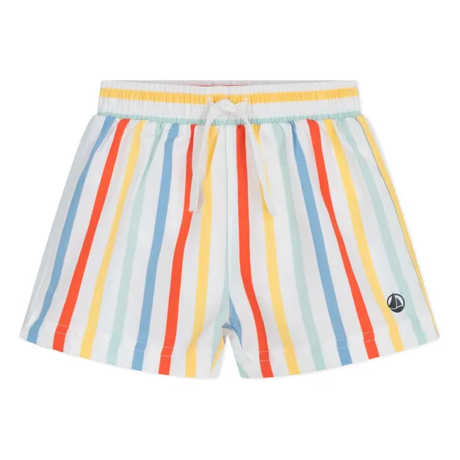 Short de Bain Rayé Fibres Recyclées Bébé | Blanc