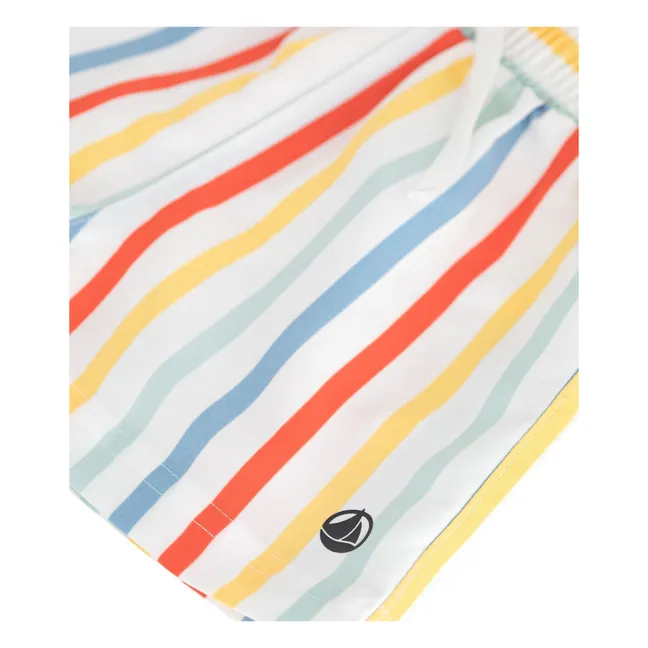 Short de Bain Rayé Fibres Recyclées Bébé | Blanc