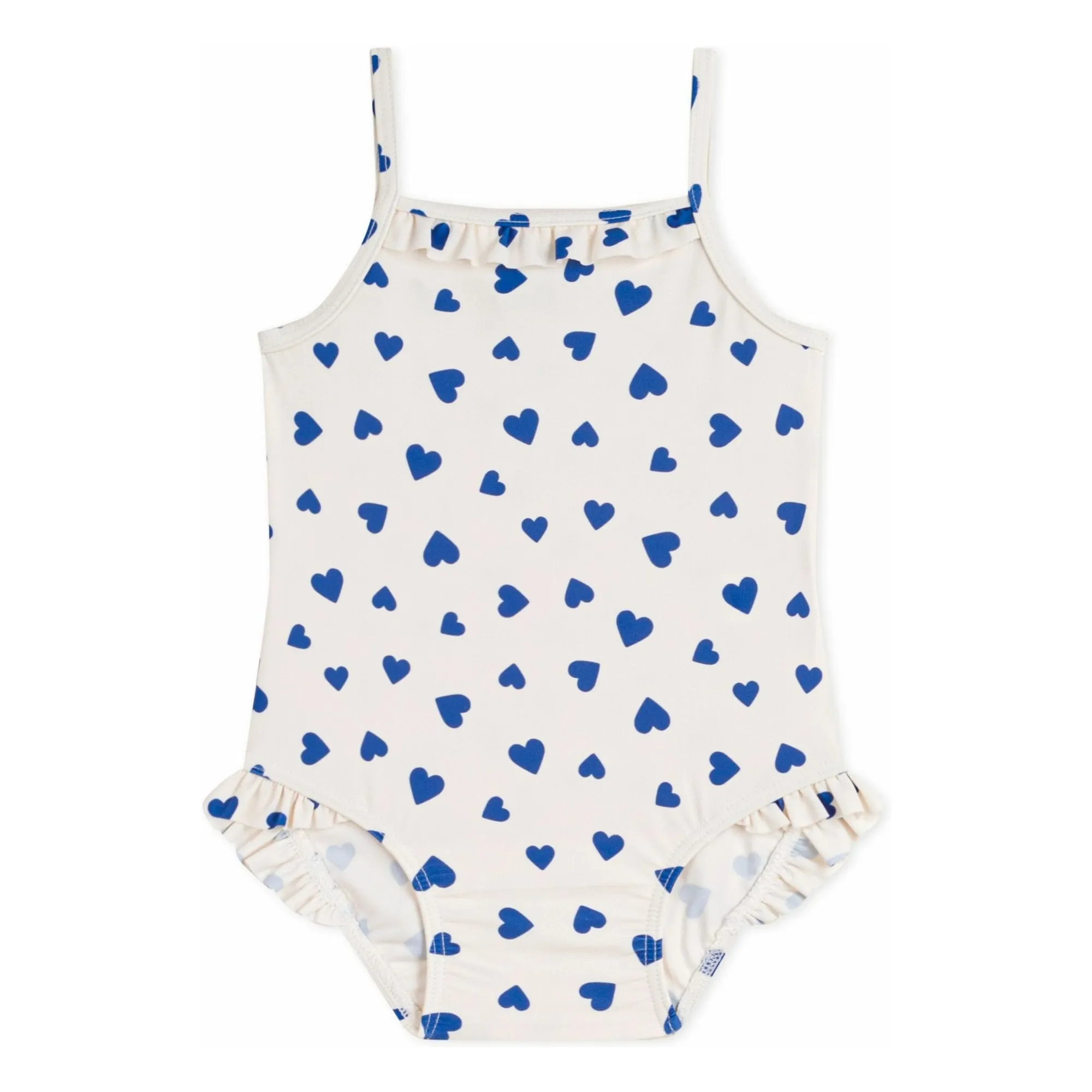 Petit Bateau Girls White Cœurs Swimsuit