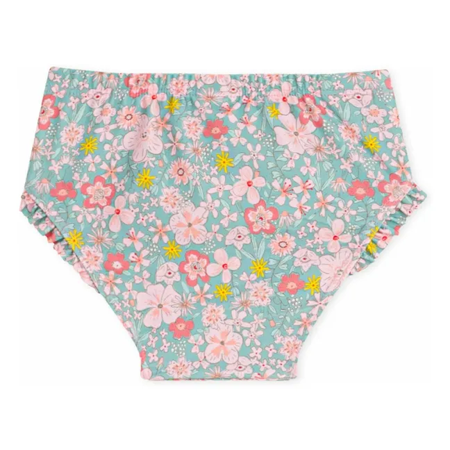 Culotte de Bain Fleurie | Turquoise