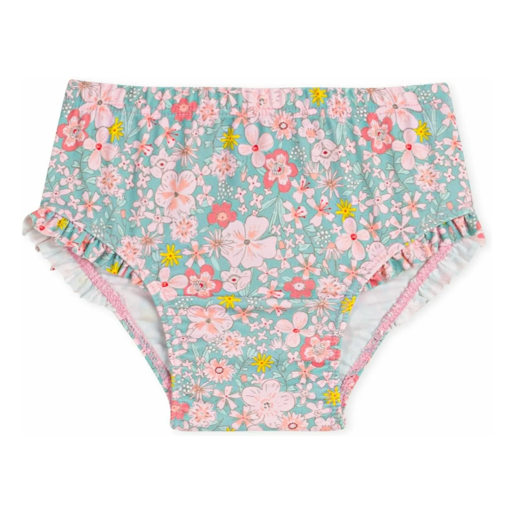 Petit Bateau Girls Turquoise Culotte De Bain Fleurie
