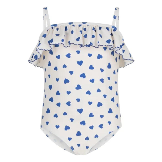 Maillot de Bain Volants Cœurs | Blanc