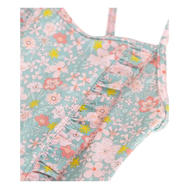 Maillot de Bain Volants Fleuri | Turquoise
