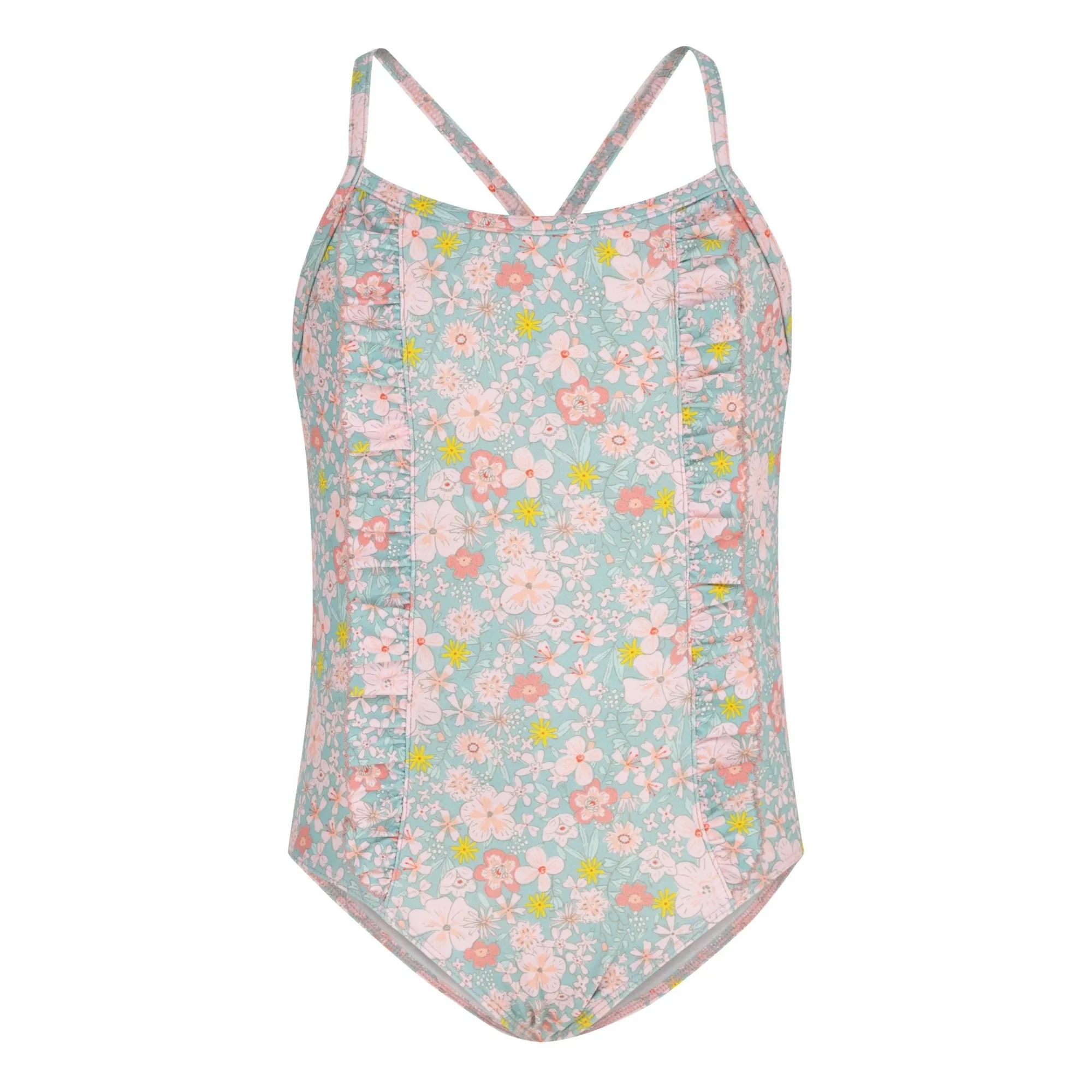 Petit Bateau Girls Turquoise Maillot De Bain Volants Fleuri